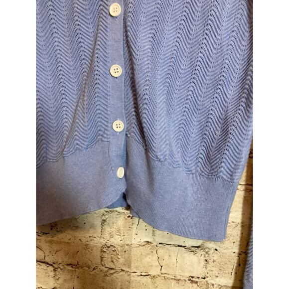 Burgess Pointelle Cardigan Women Large Silk Blend Baby Blue Soft Girl Beachy - Picture 5 of 12
